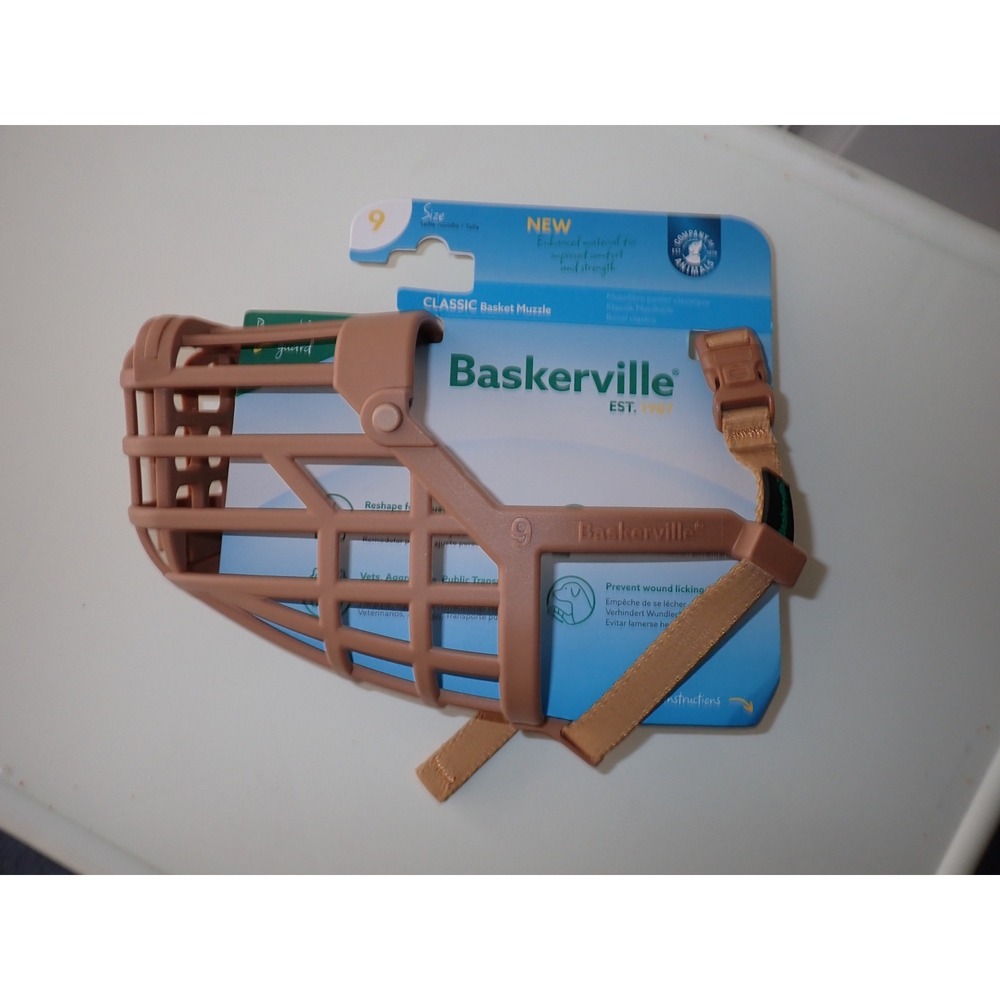 Baskerville Classic Basket Muzzle Tan Dog Safety Training Size 9